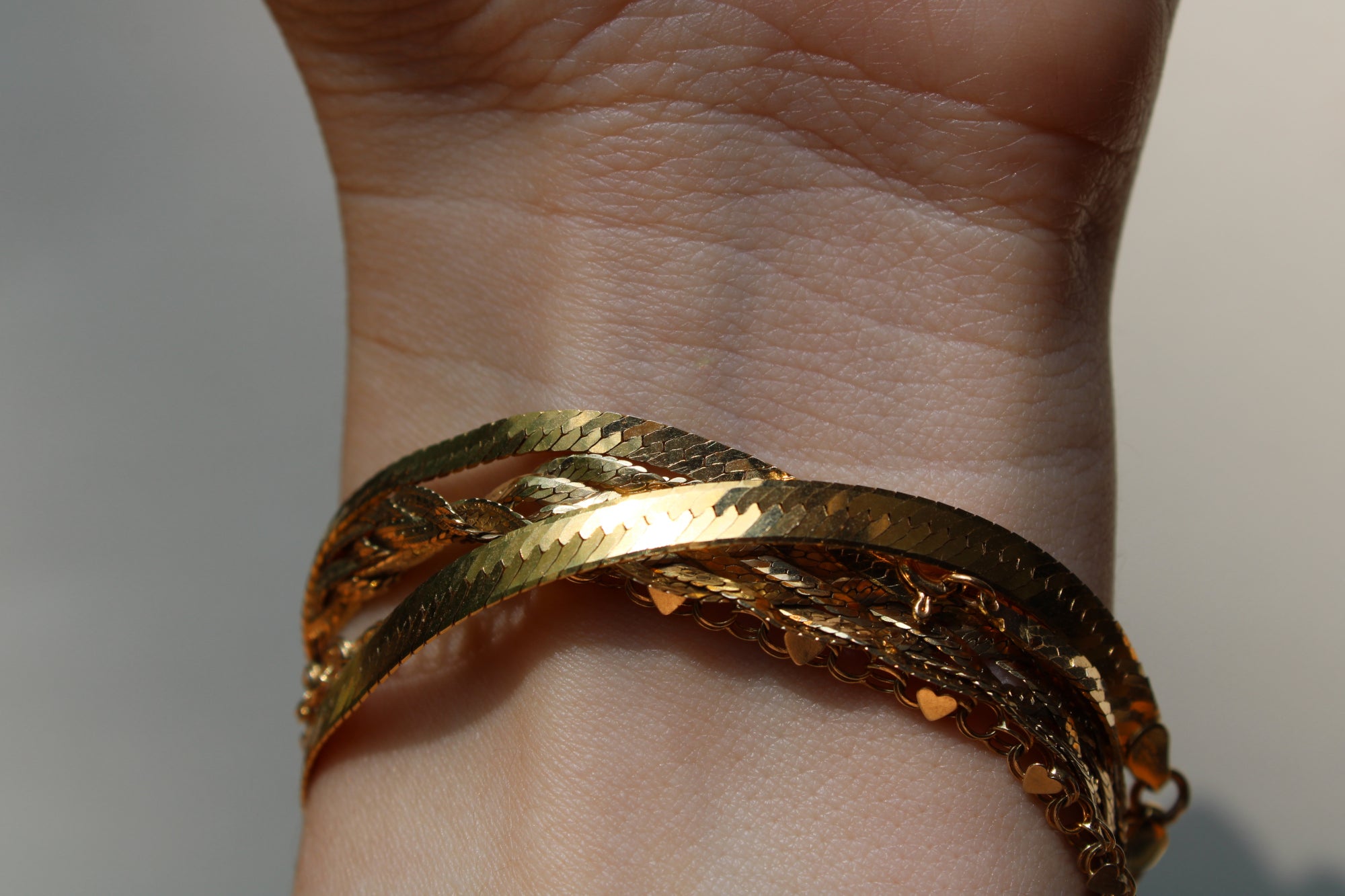 Thick Solid Vintage Italian Gold Herringbone Bracelet | Vintage Solid Gold Bracelet dunia simunovic jewelry