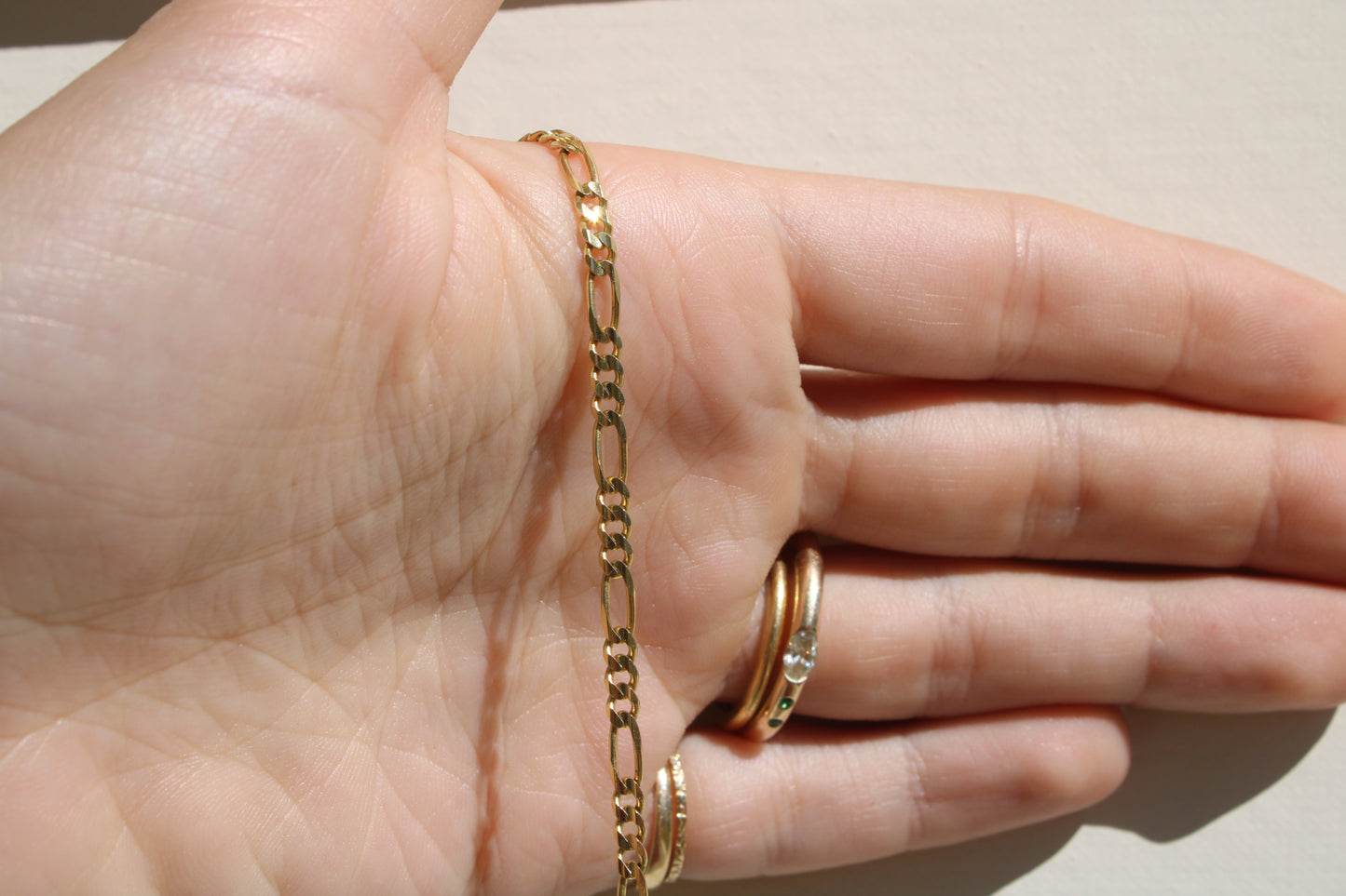 Solid 14k Yellow Gold Vintage Figaro Chain