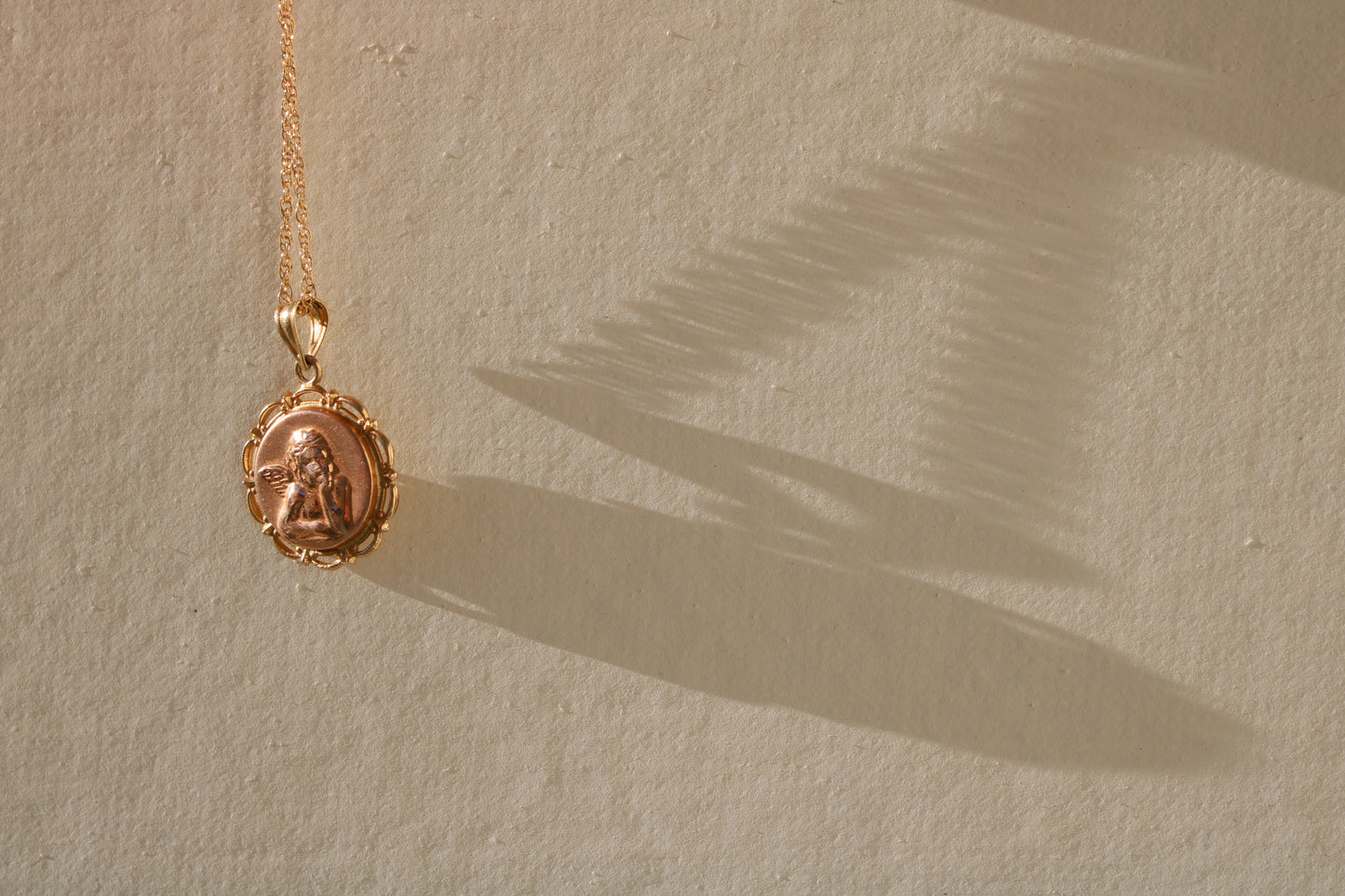 14k Vintage Rose and Yellow Gold Angel Charm