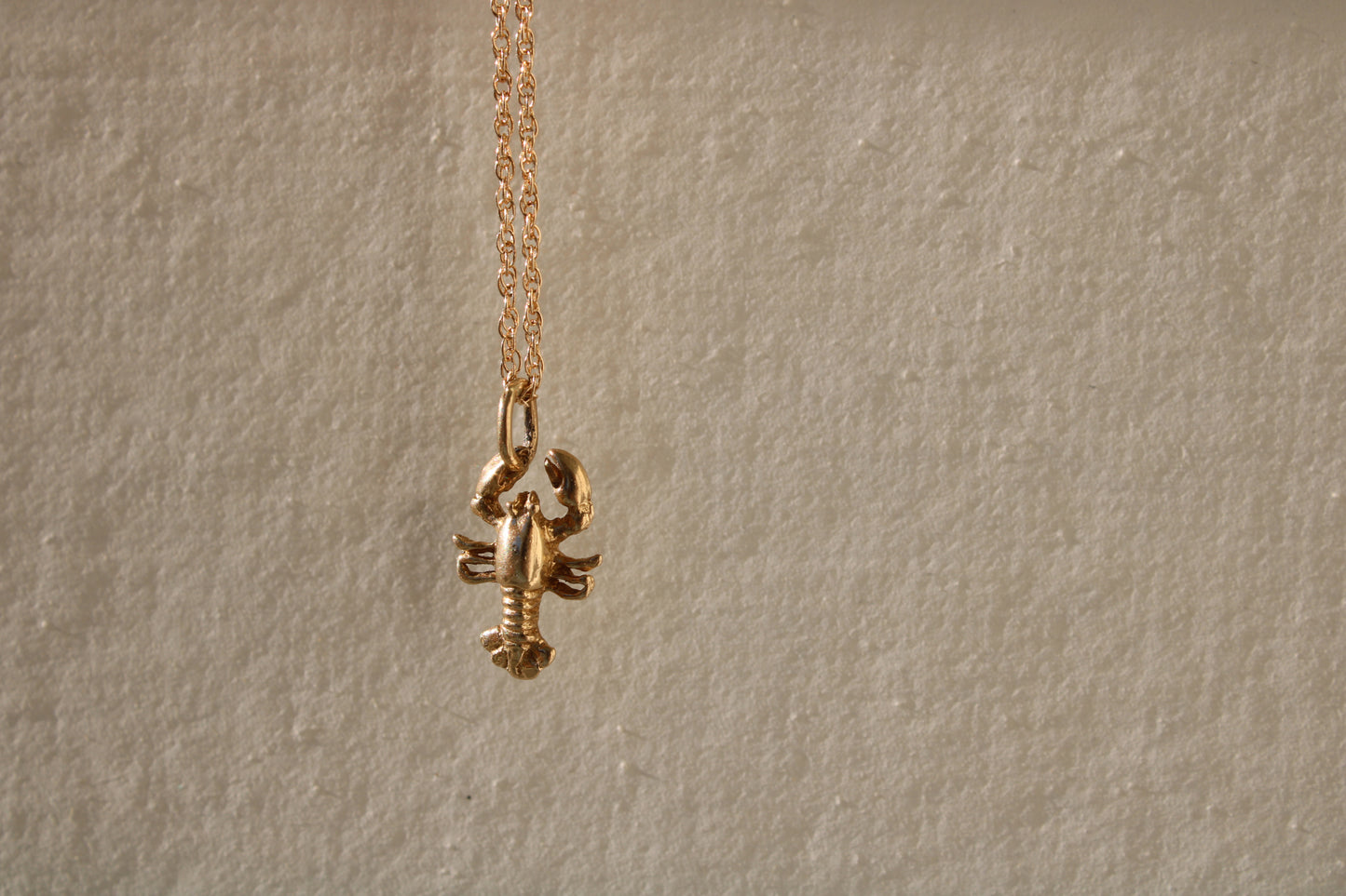 Vintage Solid 14k Yellow Gold Lobster Charm Pendant