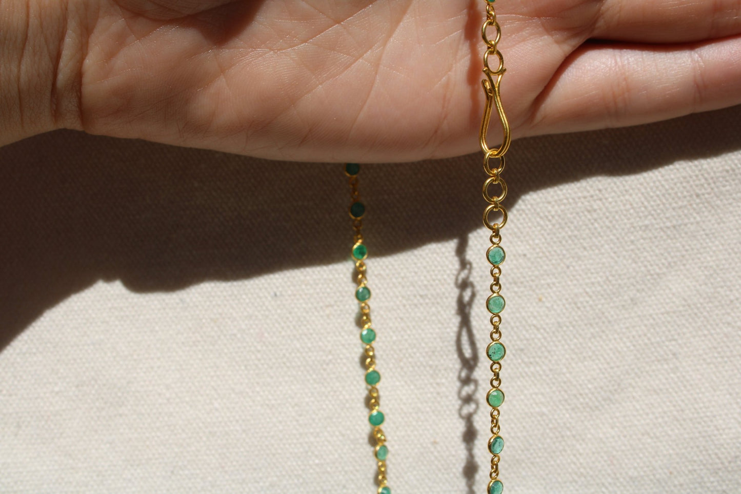 18k Yellow Gold Emerald Necklace