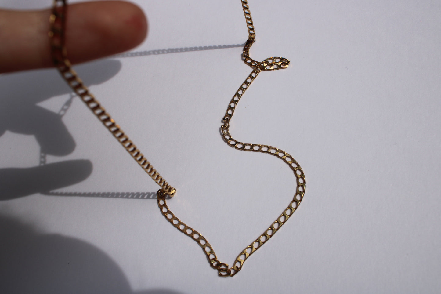 Vintage Solid 14k Yellow Gold Square Edge Curb Chain 20 Inch Chain