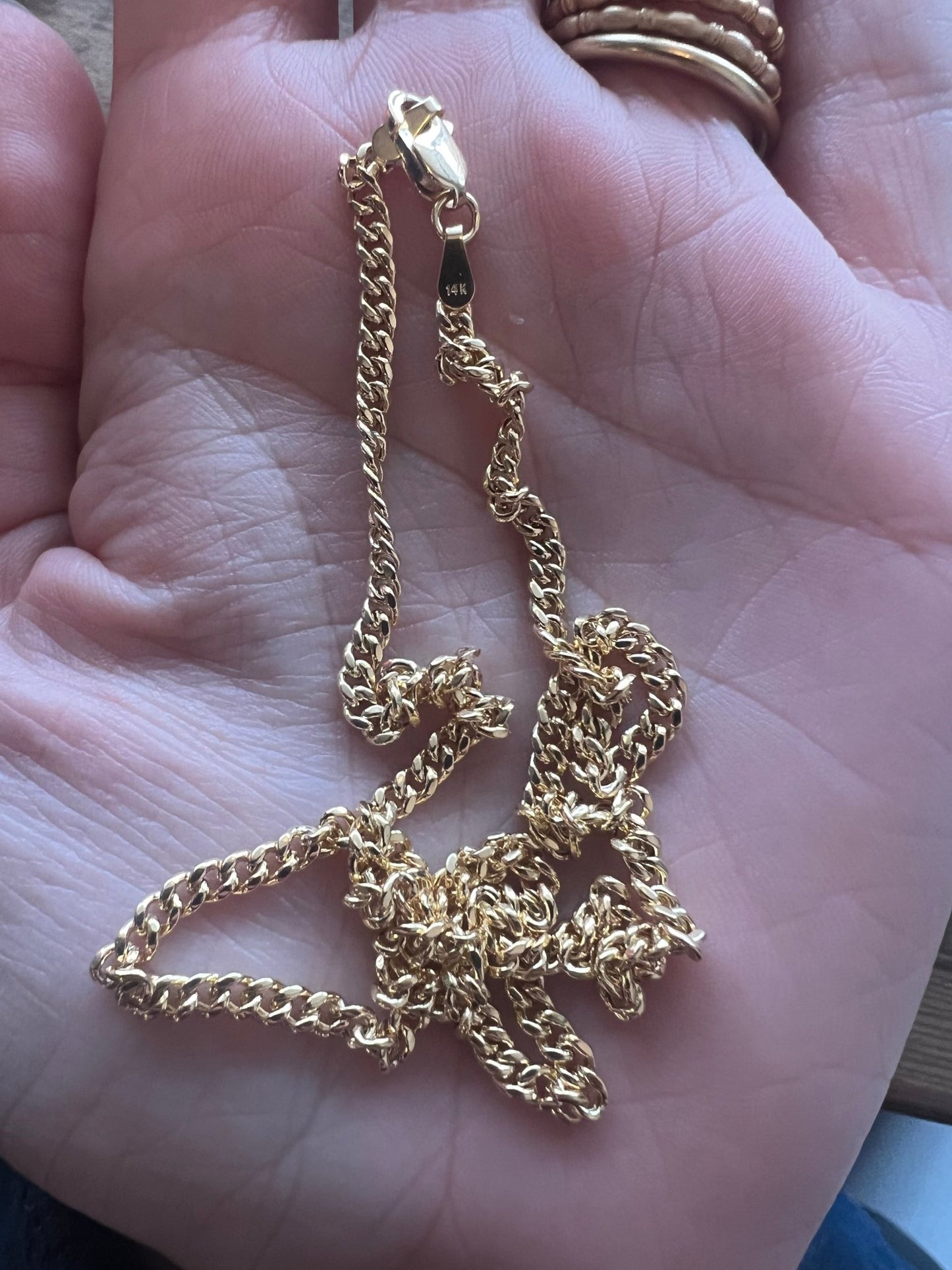 3mm 14k Yellow Gold Cuban Curb Chain