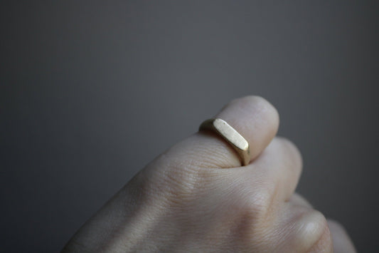 Flat Bar Solid Gold Pinky Ring (matte finish)
