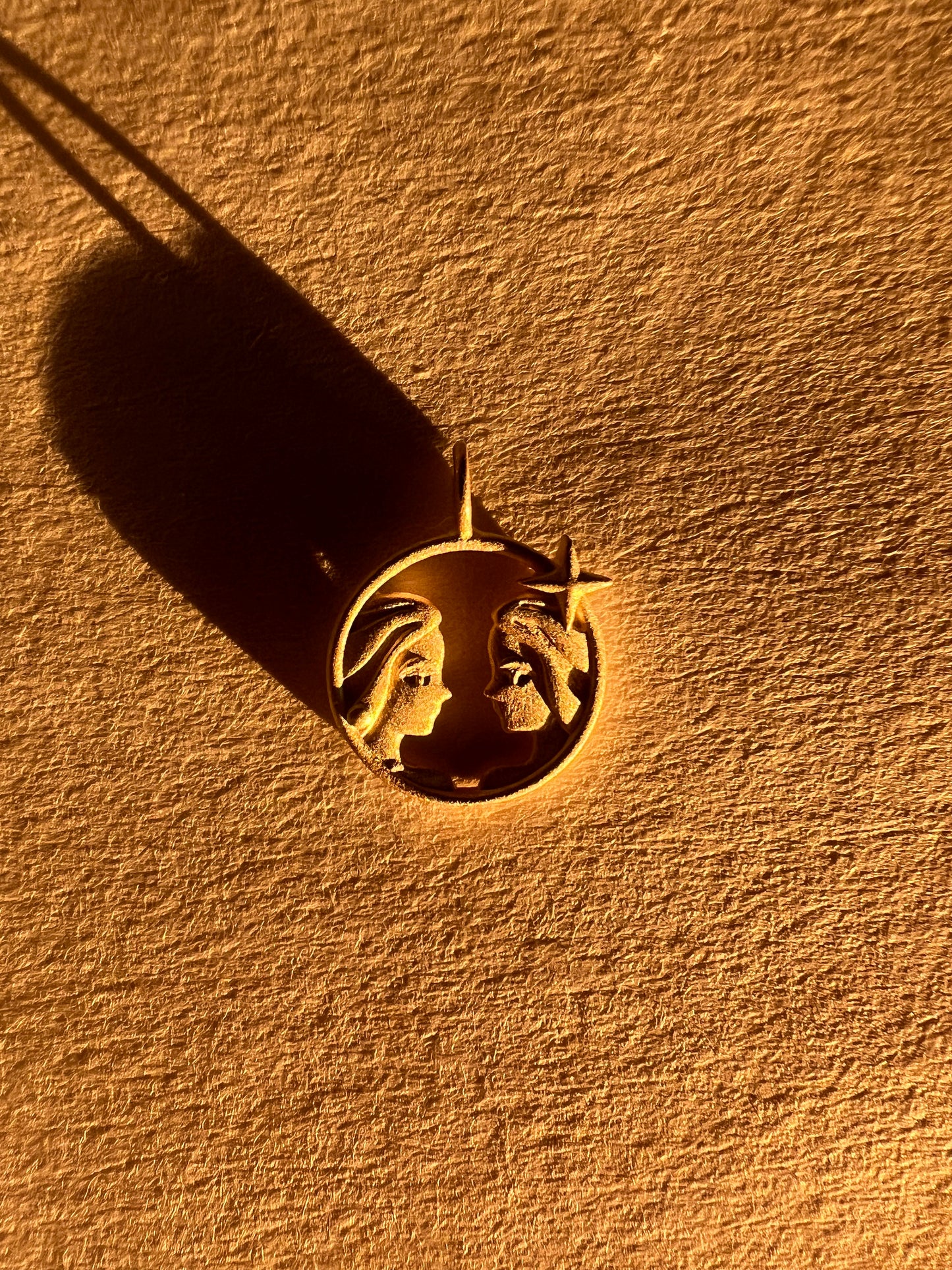Solid Gold Gemini Zodiac Charm Pendant (satin finish)