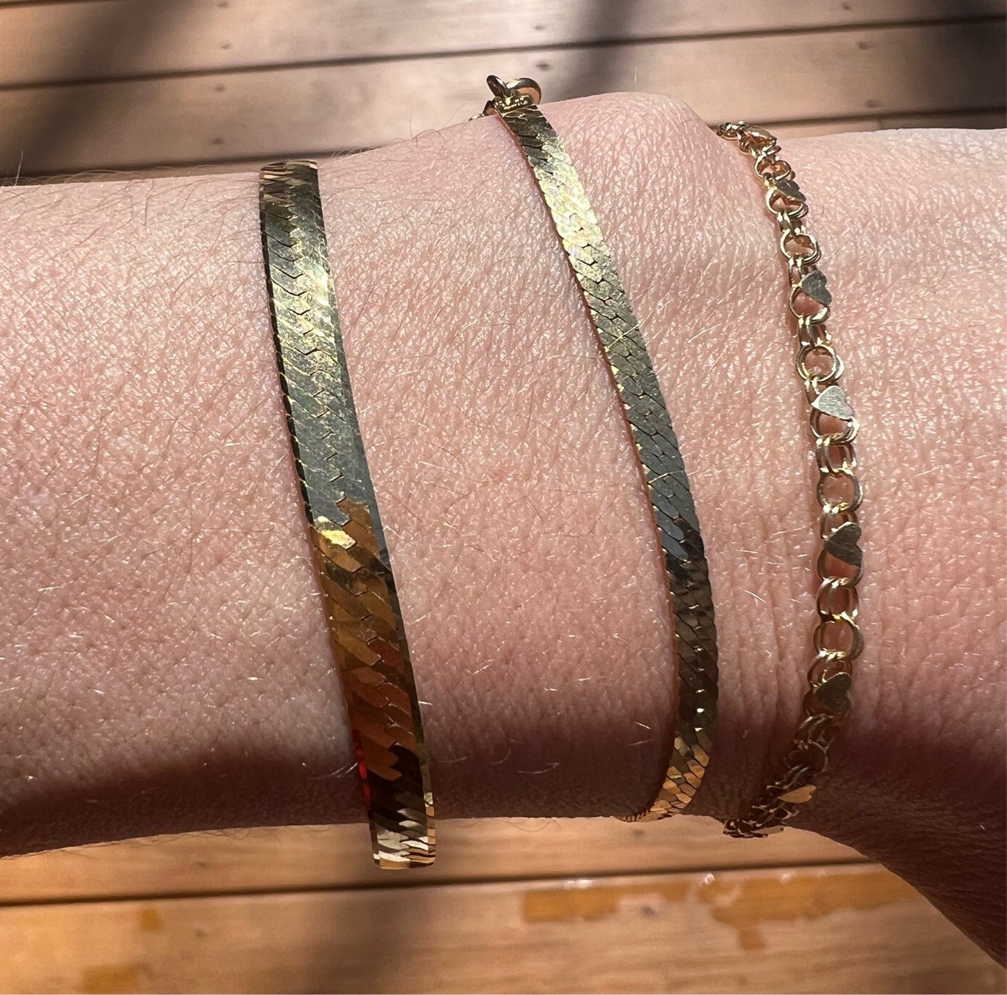 Solid Vintage Italian Gold Herringbone Bracelet | Vintage Gold Bracelet dunia simunovic jewelry