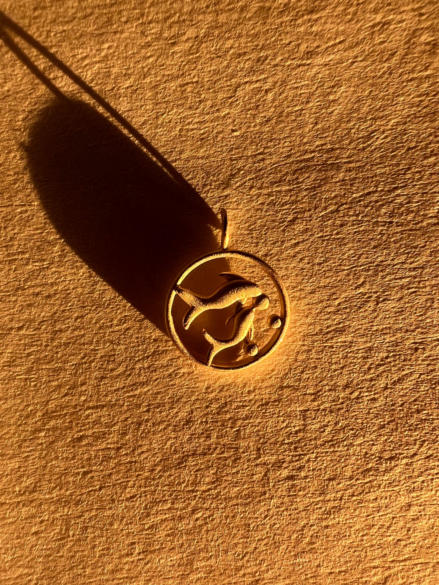 Solid Gold Pisces Zodiac Charm Pendant (satin finish)