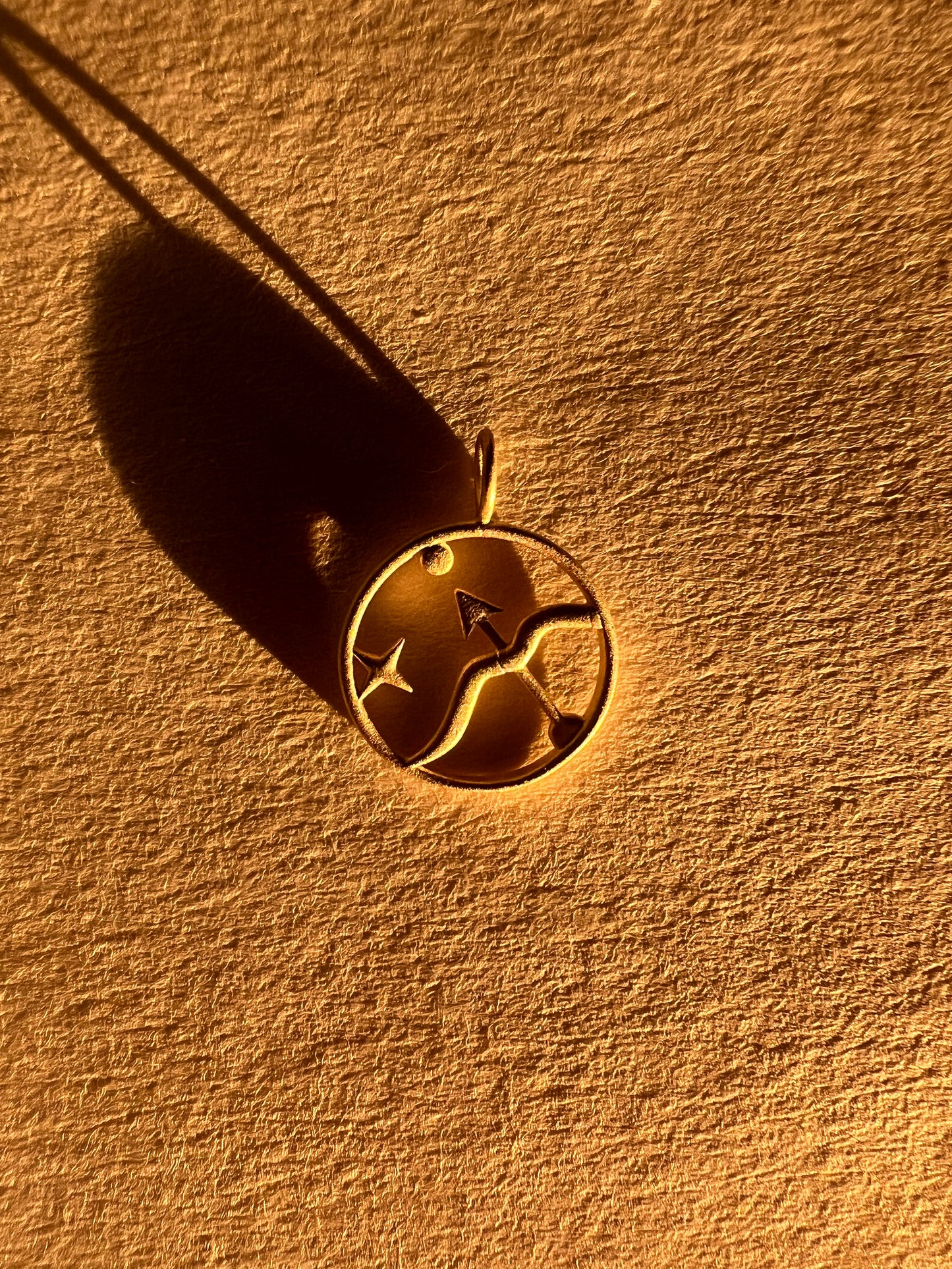 Solid Gold Sagittarius Zodiac Charm Pendant (satin finish)