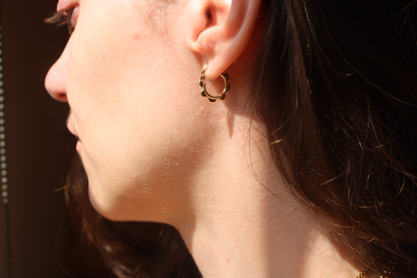 14k Everyday Gold Hoops Flower Earrings (set)