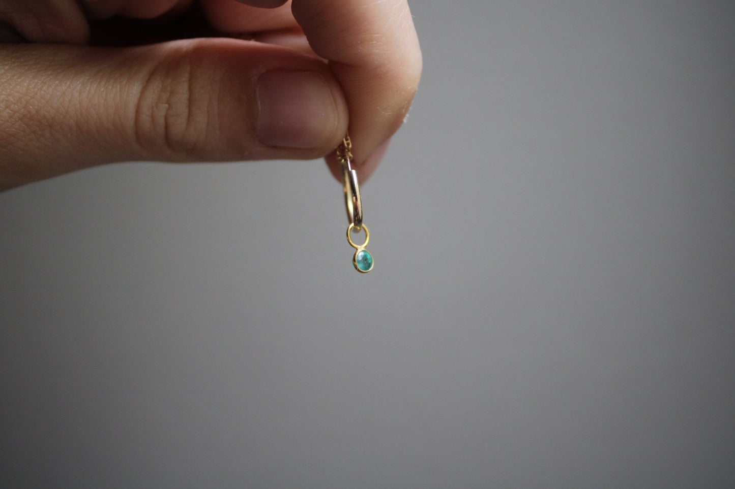 Handset Natural Emerald & Gold Hoop Charm