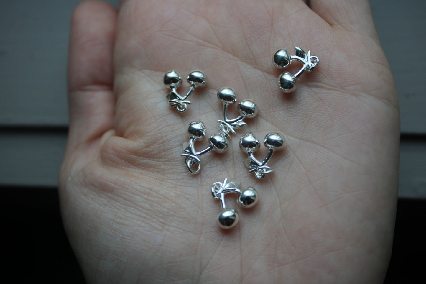 Solid Silver Cherry Charm
