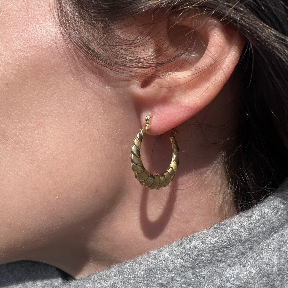Vintage Gold Croissant Hoops | Gold Vintage Hoops dunia simunovic jewelry