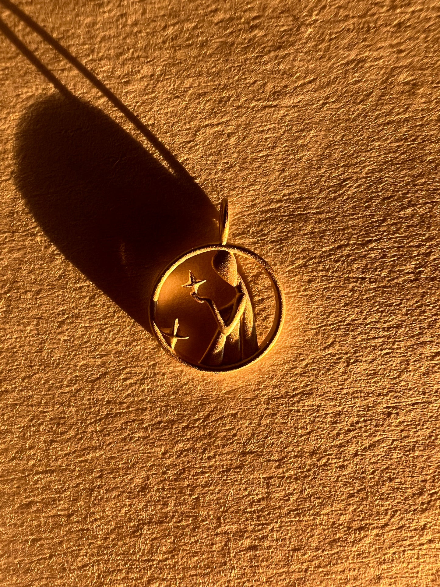 Solid Gold Virgo Zodiac Charm Pendant (satin finish)