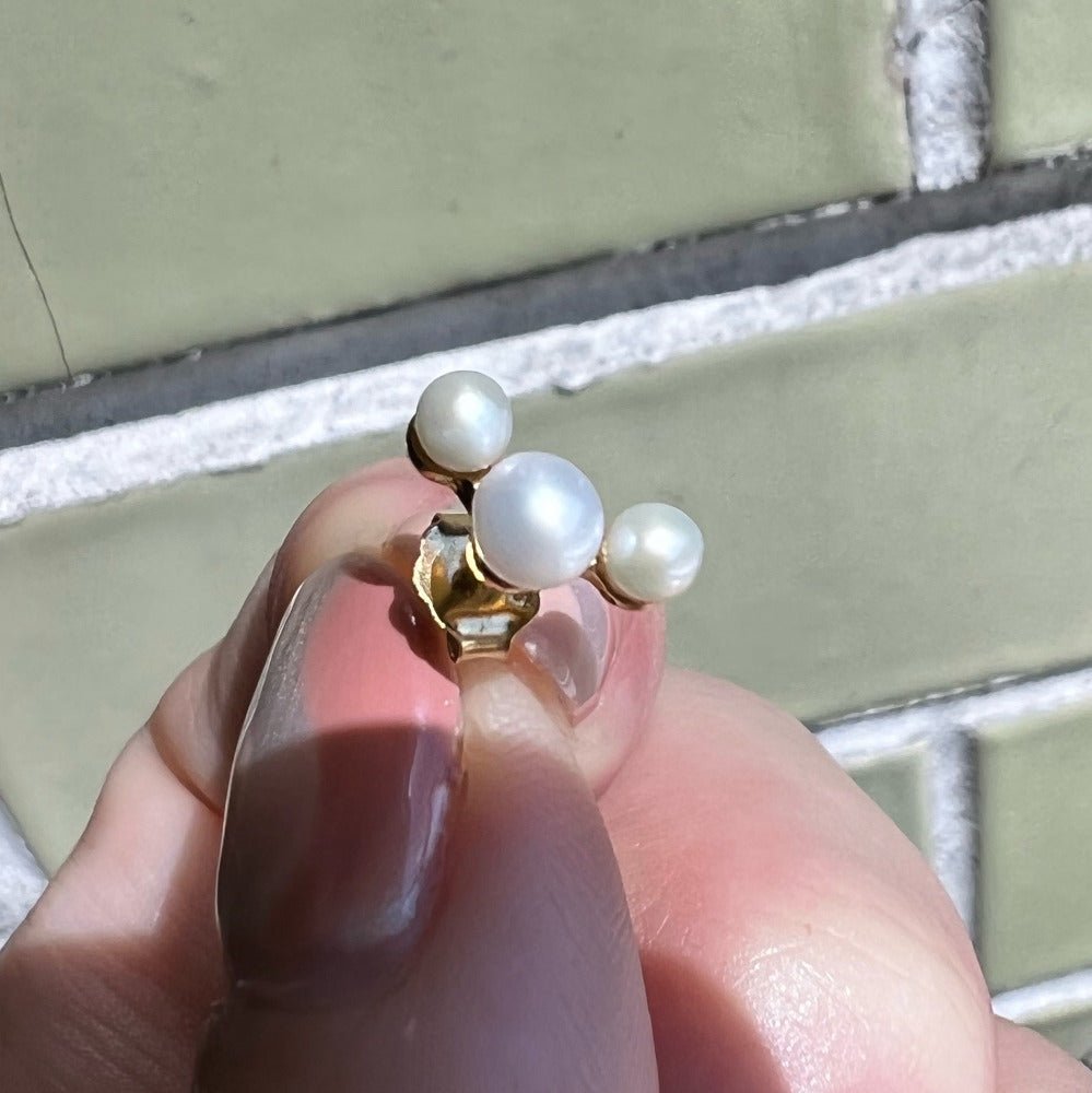 Pearls Set in Solid 14K Yellow Gold (single) | Classic Pearl Earring dunia simunovic jewelry