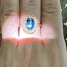Antique Sapphire Cabochon with Rose Cut Diamond Halo dunia simunovic jewelry