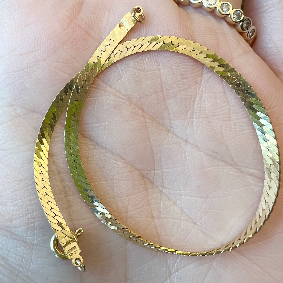 Solid Vintage Italian Gold Herringbone Bracelet | Vintage Gold Bracelet dunia simunovic jewelry