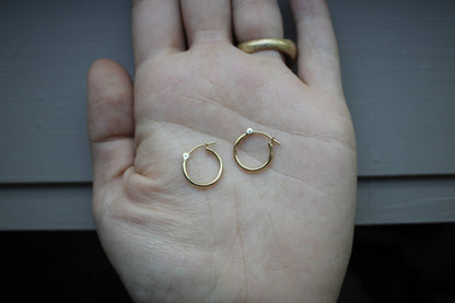 10k Gold 14mm Everyday Gold Huggie Hoops (set)