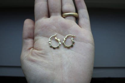 14k Everyday Gold Hoops Flower Earrings (set)