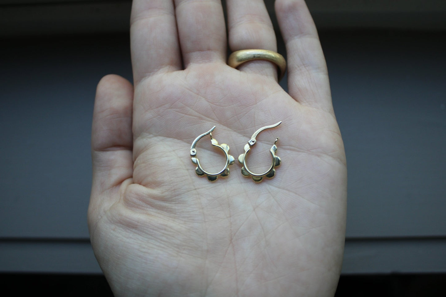 14k Everyday Gold Hoops Flower Earrings (set)