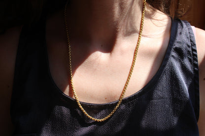 3.8mm Solid Gold Rounded Slinky Box Chain Necklace