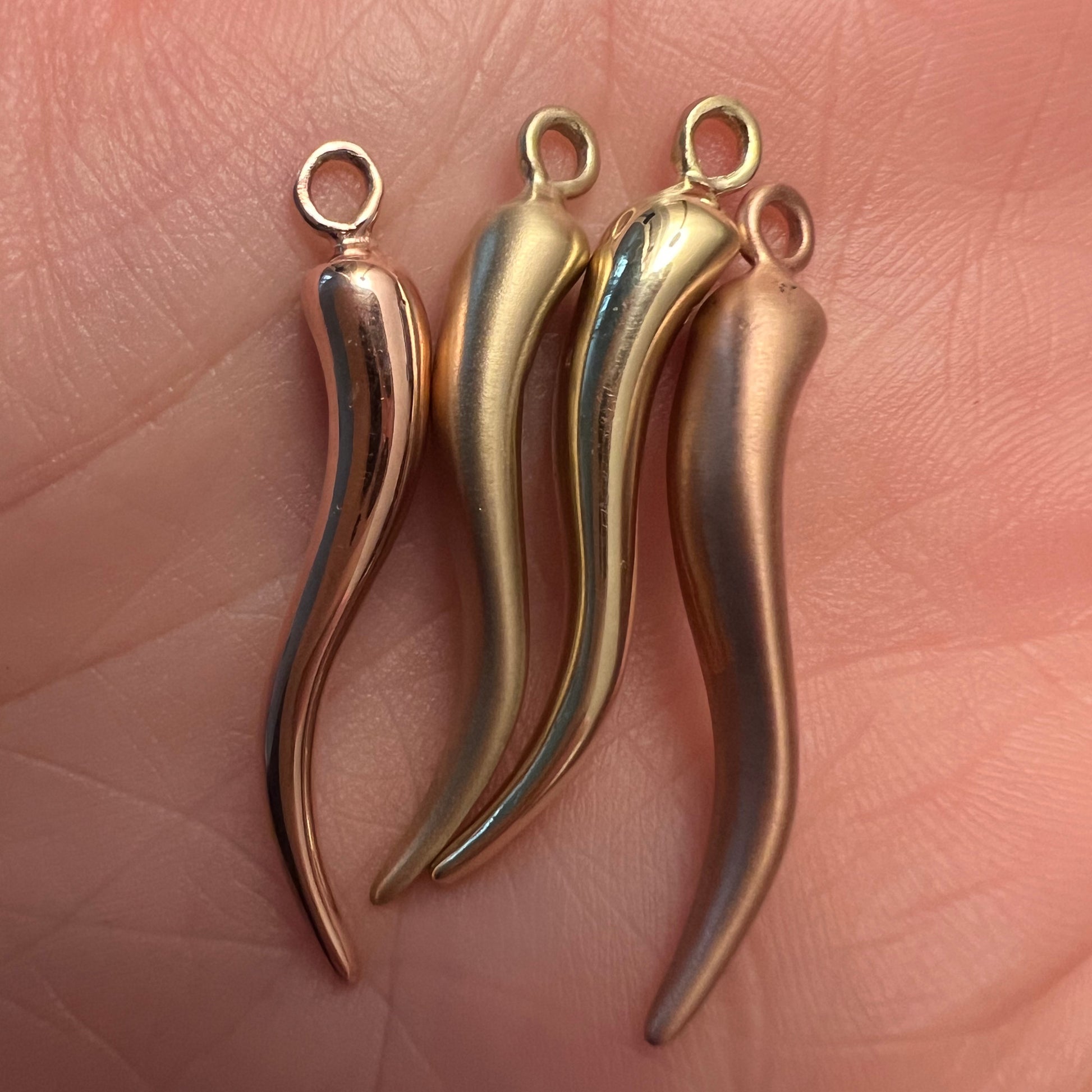 Solid Recycled Gold Cornicello aka Italian Horn Amulet for Protection dunia simunovic jewelry