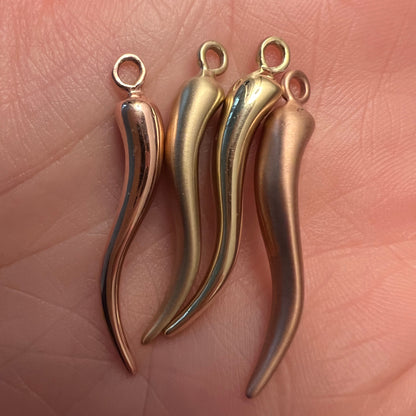 Solid Recycled Gold Cornicello aka Italian Horn Amulet for Protection dunia simunovic jewelry