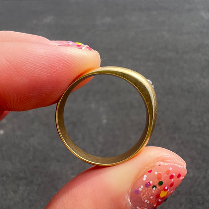 18k Solid Gold Ring with Flush Set Diamond - dunia jewelry - vintage gold - recycled gold