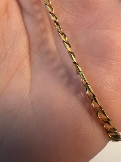 Vintage Solid 14k Yellow Gold Square Edge Curb Chain 20 Inch Chain