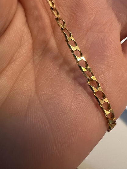 Vintage Solid 14k Yellow Gold Square Edge Curb Chain 20 Inch Chain