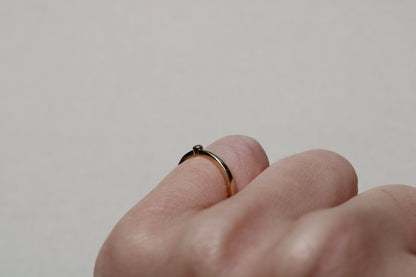 Pinky Ring with Diamond Bezel Set into Solid Yellow Gold