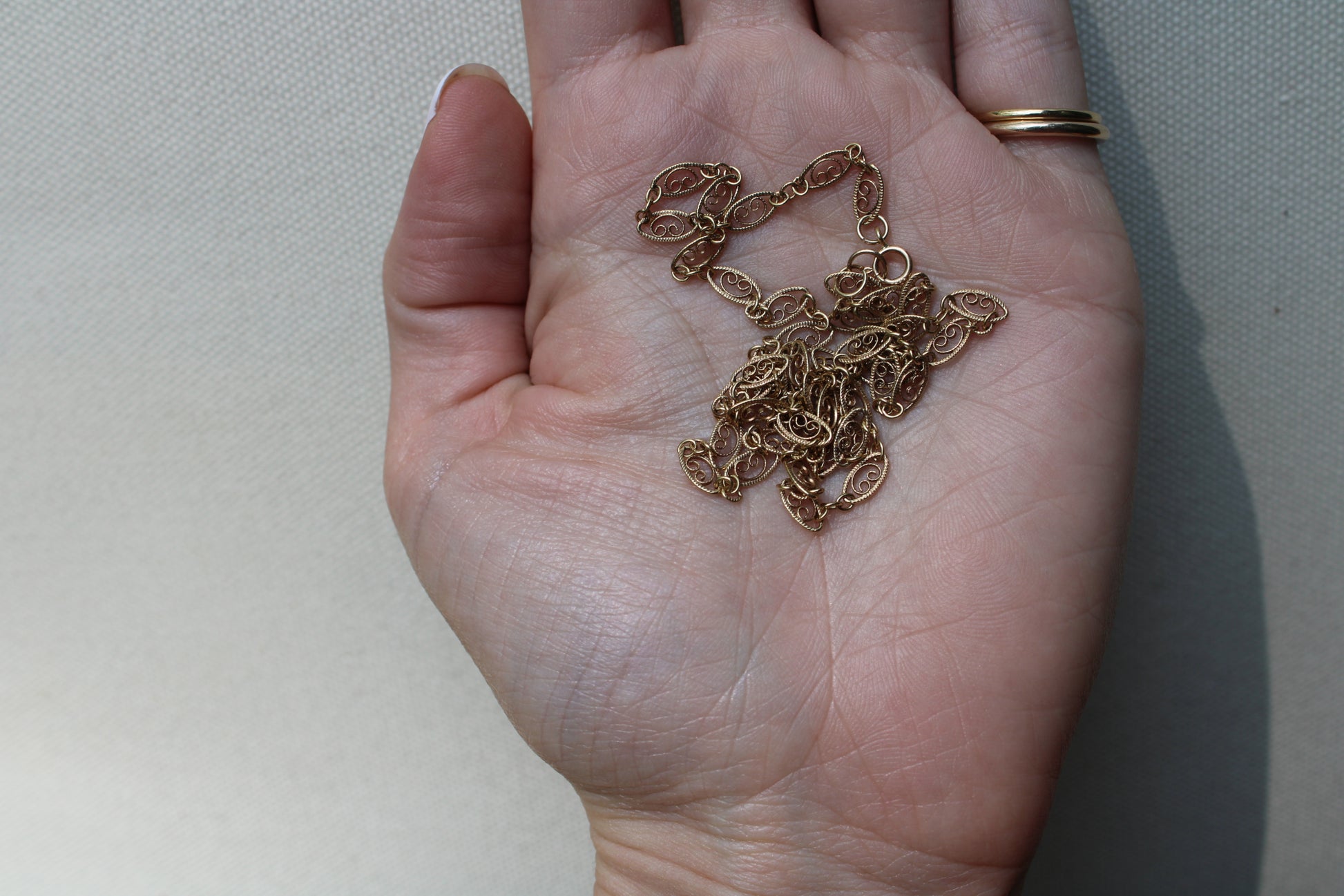 solid gold filigree chain 14k 
solid gold filigree necklace 14k gold
