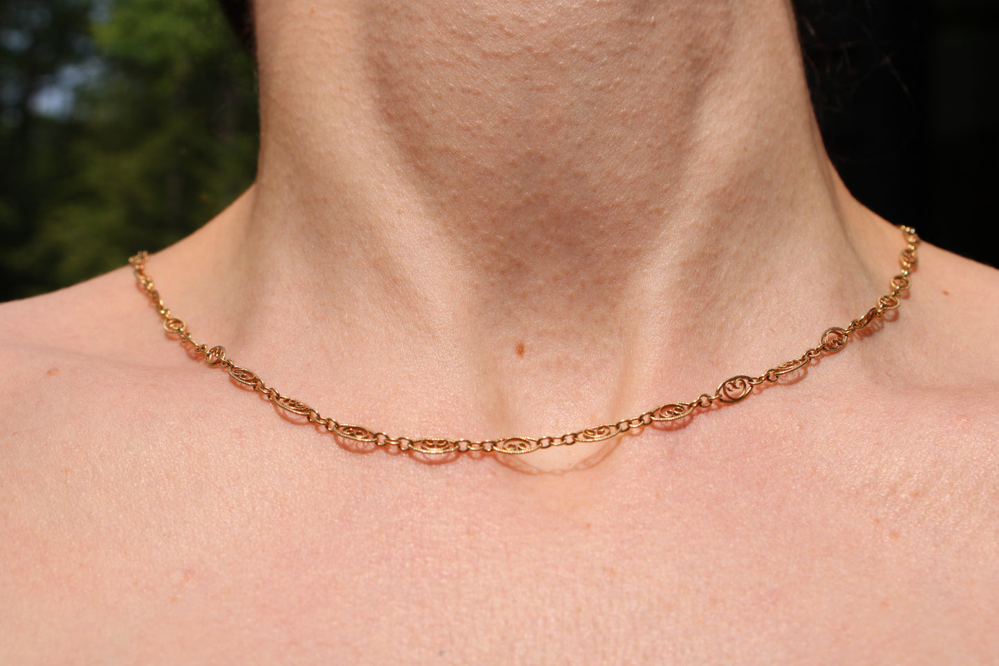 solid gold filigree chain 14k 
solid gold filigree necklace 14k gold