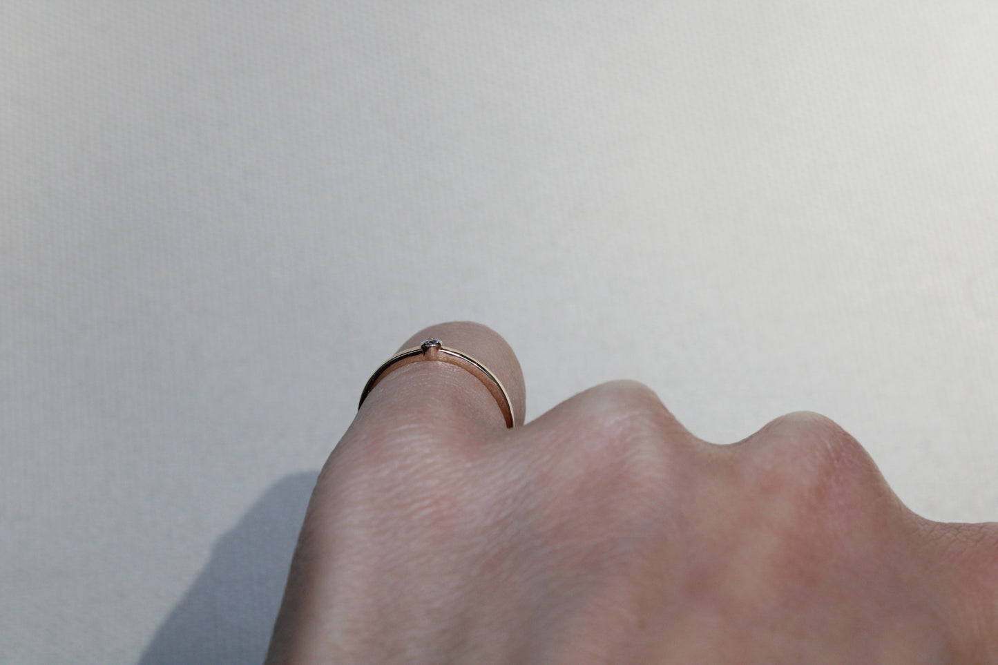 Pinky Ring with Diamond Bezel Set into Solid Yellow Gold