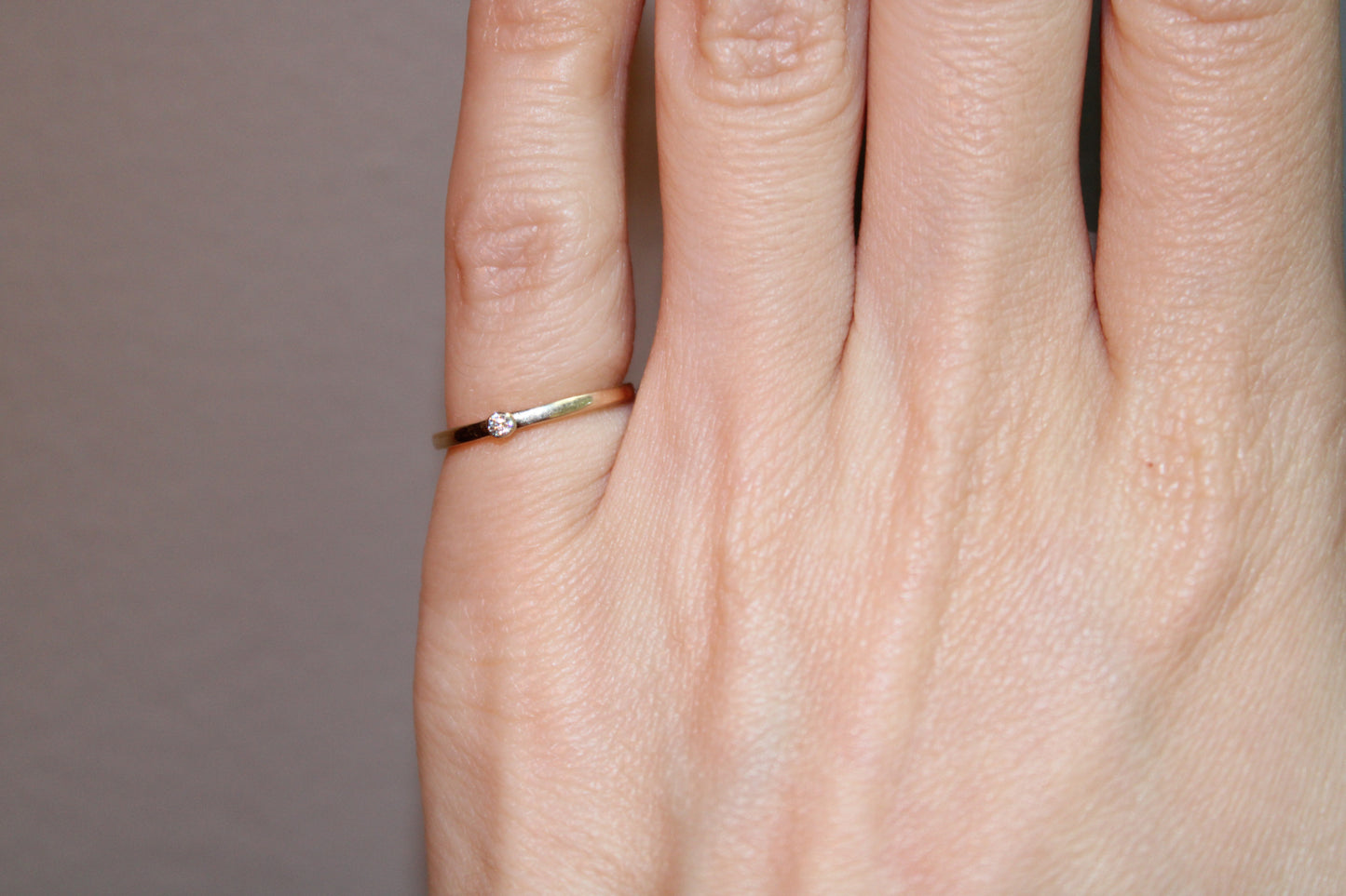 Pinky Ring with Diamond Bezel Set into Solid Yellow Gold