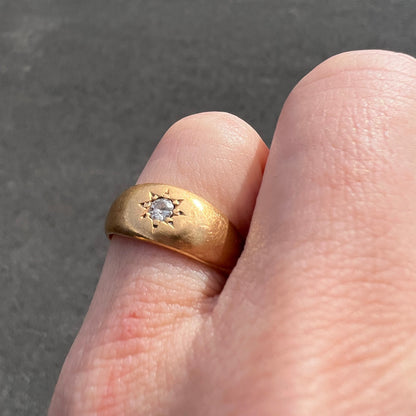 22k Starburst Set Diamond Pinky Ring - dunia jewelry - vintage gold - recycled gold