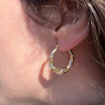 Vintage Gold Hoops | Duet Mixed Two Tone Summer Hoops dunia simunovic jewelry