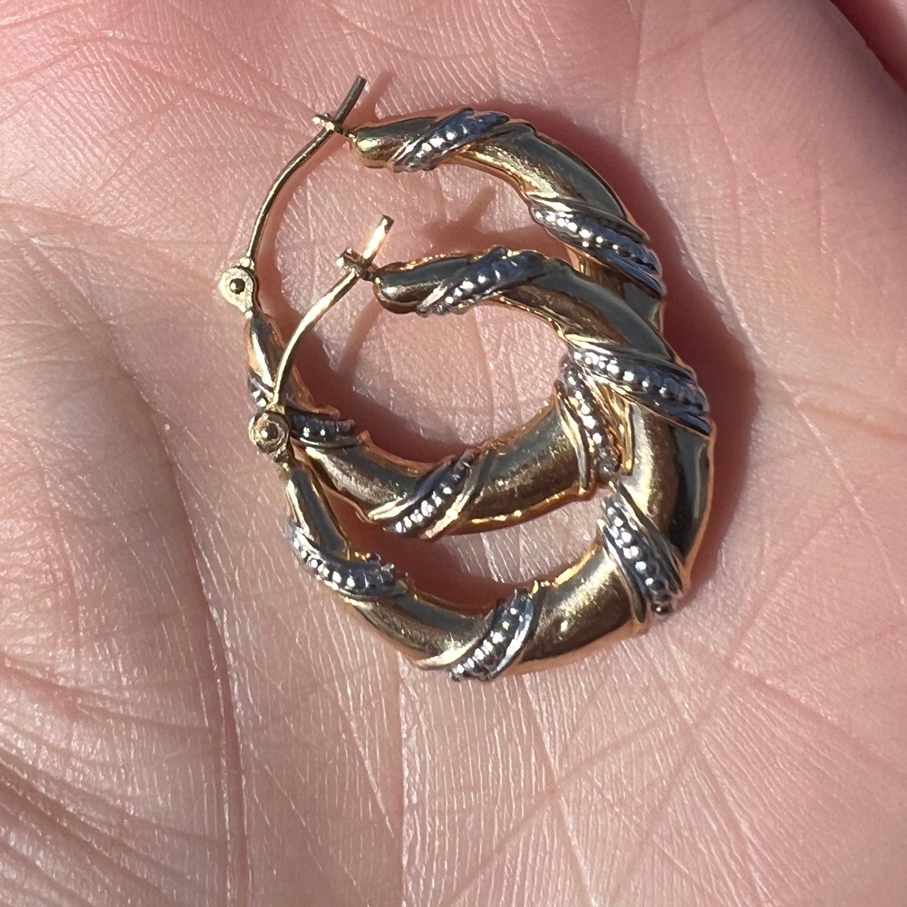 Vintage Gold Hoops | Duet Mixed Two Tone Summer Hoops dunia simunovic jewelry