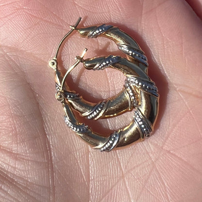 Vintage Gold Hoops | Duet Mixed Two Tone Summer Hoops dunia simunovic jewelry