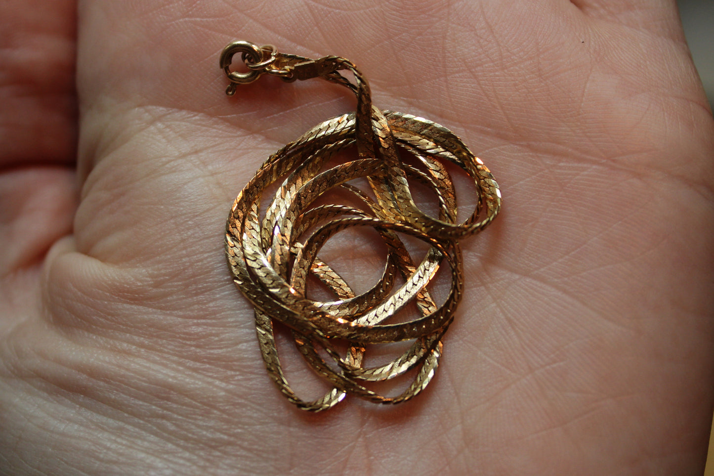 Vintage Yellow Gold Herringbone Necklace dunia simunovic jewelry