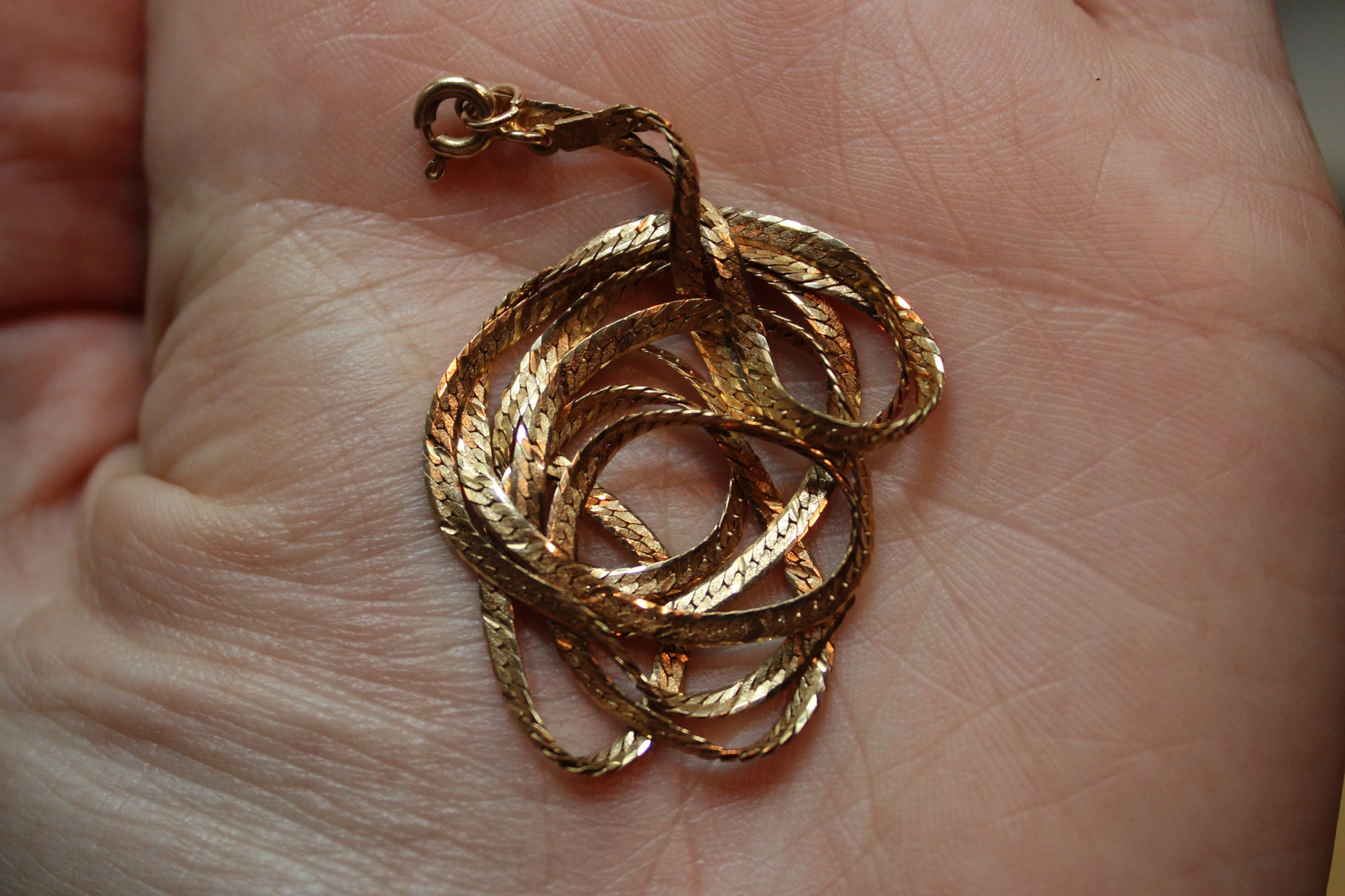 Vintage Yellow Gold Herringbone Necklace dunia simunovic jewelry