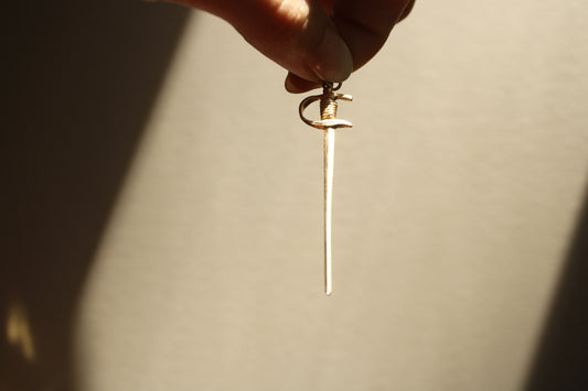 Vintage Solid 14k Yellow Gold Sword Charm Pendant dunia simunovic jewelry