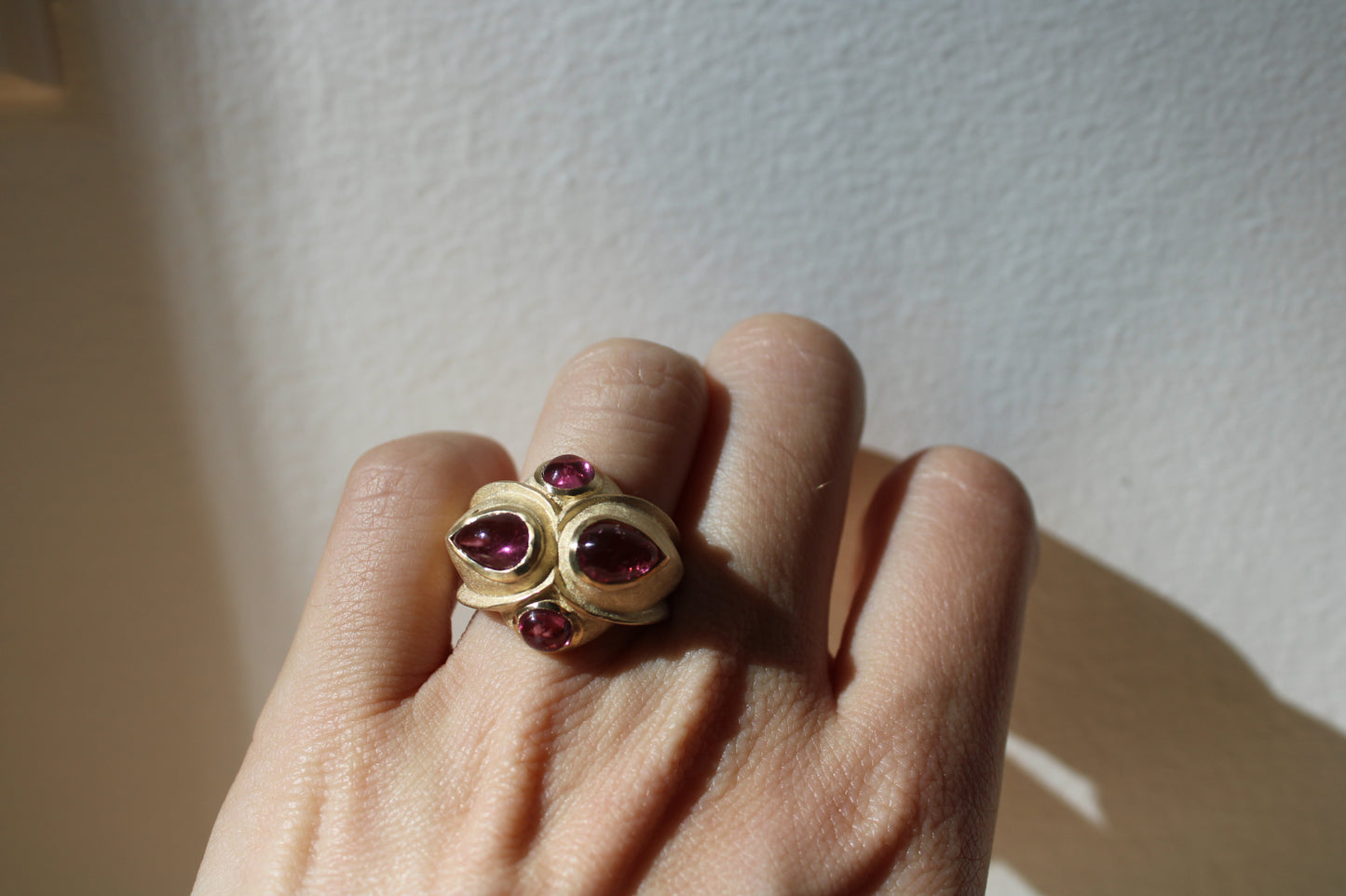 Brazilian Pink Tourmaline Heirloom Recycled Gold Cocktail Ring