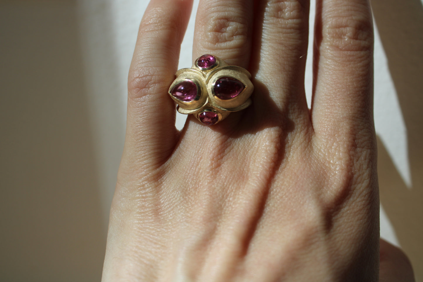Brazilian Pink Tourmaline Heirloom Recycled Gold Cocktail Ring