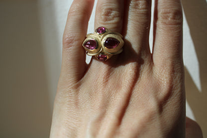 Brazilian Pink Tourmaline Heirloom Recycled Gold Cocktail Ring