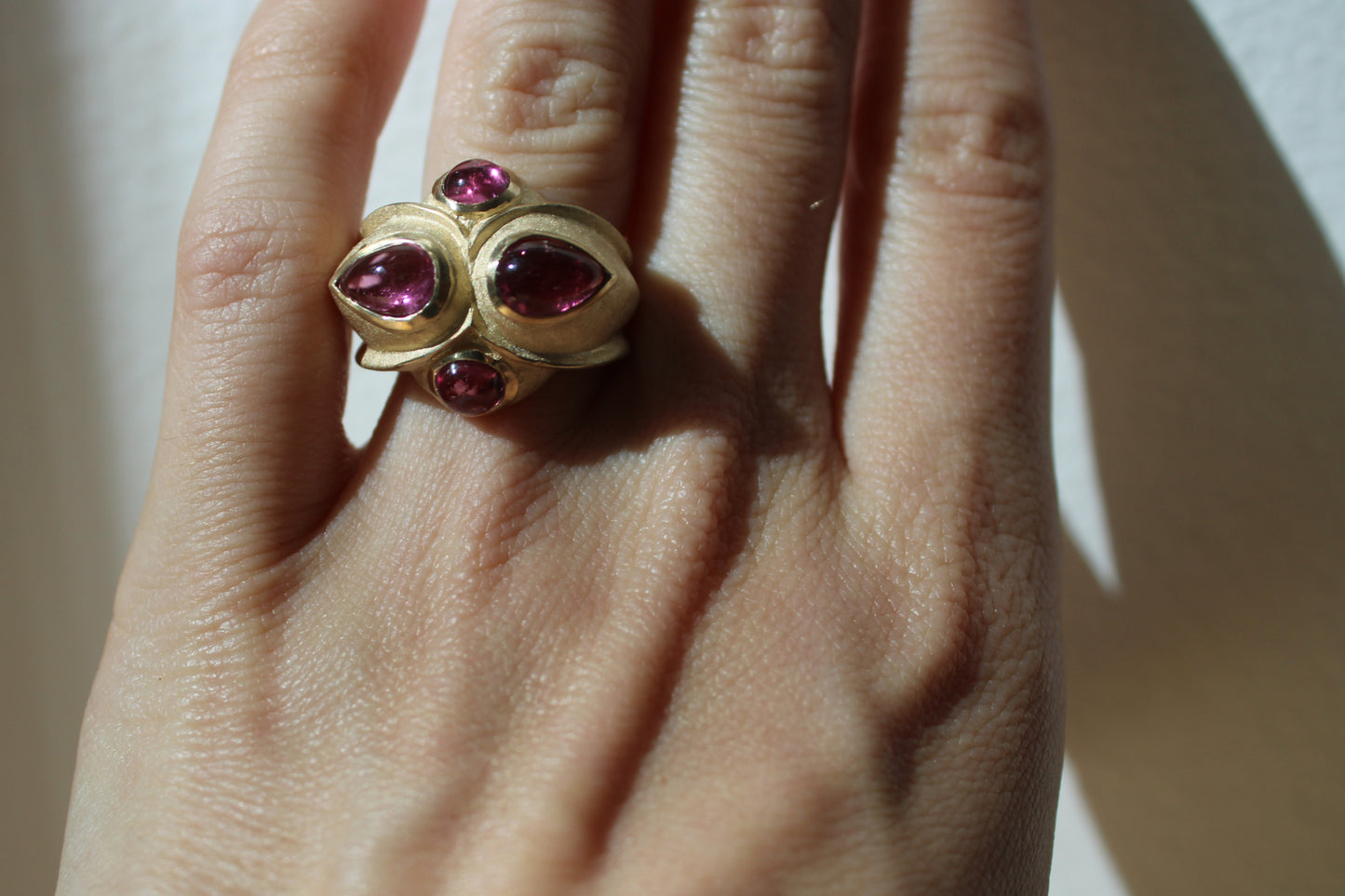 Brazilian Pink Tourmaline Heirloom Recycled Gold Cocktail Ring