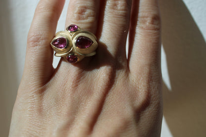 Brazilian Pink Tourmaline Heirloom Recycled Gold Cocktail Ring