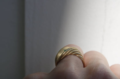 Emerald Twisty Matte Solid Recycled Gold Croissant Ring