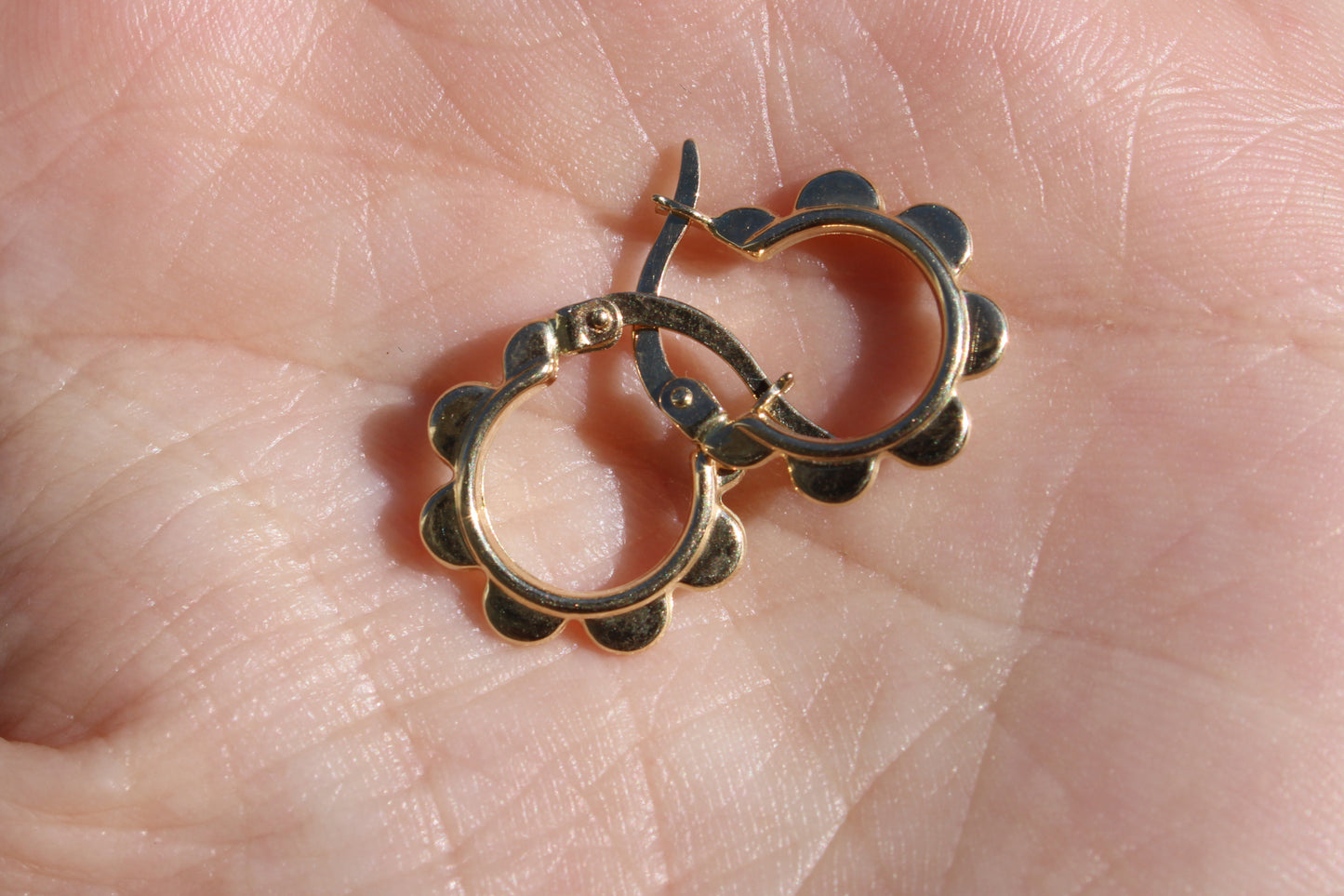 14k Everyday Gold Hoops Flower Earrings (set)