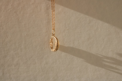 14k Yellow Vintage Gold Angel and Moon Charm
