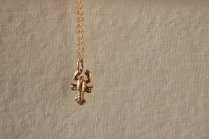 Vintage Solid 14k Yellow Gold Lobster Charm Pendant